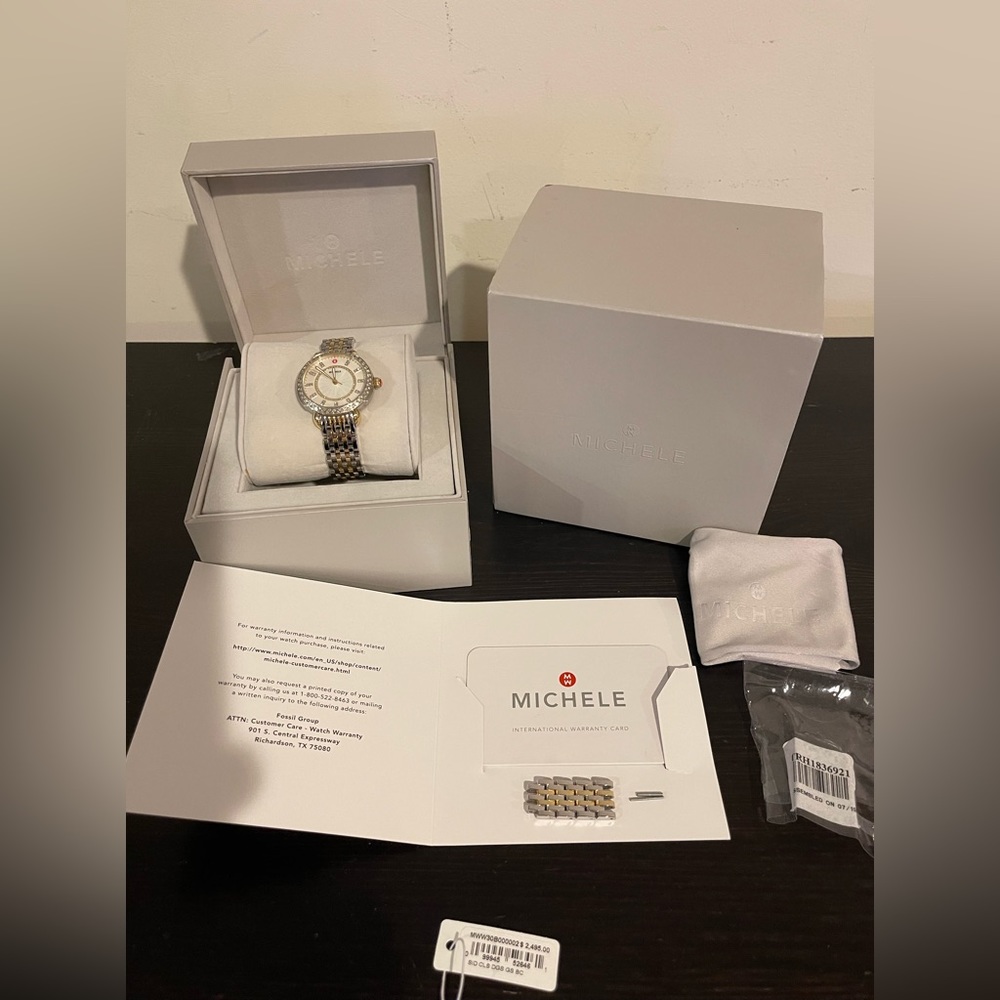 MICHELE Sidney Classic Diamond Watch, 33mm - two tone band